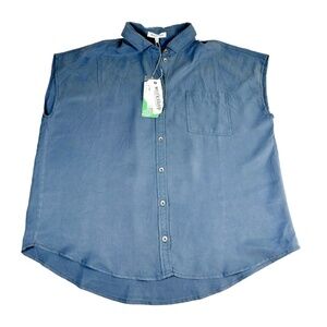 Workshop Sleeveless Chambray Button Front Blouse Size Medium NWT